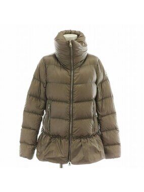 Moncler Anet Down Jacket Stand Collar Logo XS Brown 00
